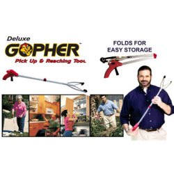 Gopher Pickup Tool, $11.95, Introducing the Gopher. The handy helper that reaches so you don’t have to. Use it for reaching up high, or for picking up down low. 