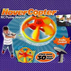 Hover Copter, $17.75, The incredible HoverCopter blasts off like a rocket and hovers in mid-air! With the wireless radio controller, you're in command and you control how high it flies! Pilot the HoverCopter 30-feet straight up or make it yo-yo up and down.